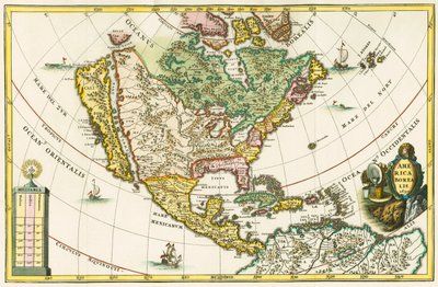 America Borealis. Map of North America Showing California as an Island, from Heinrich Scherer
