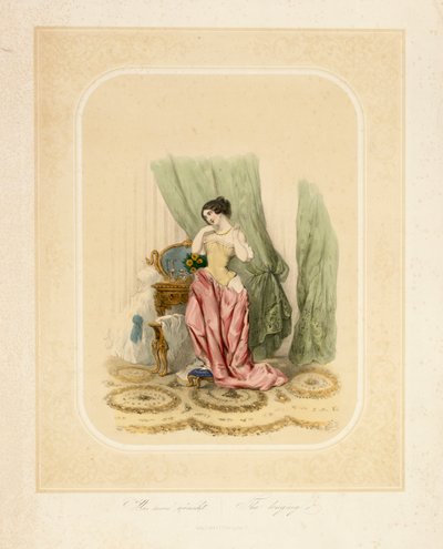 An Elegant Lady at Her Dressing Table, Printed by F. Sala & Co, Berlin, c.1850 by German School
