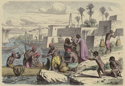 Ancient Egyptian fishermen by German School