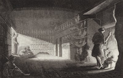 Ancient Egyptian rock cut chapel, Gebel el-Silsila (engraving) by German School