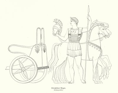 Ancient Greek chariot by German School