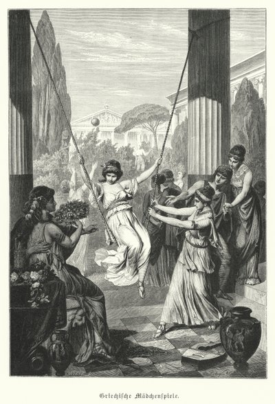 Ancient Greek girls at play by German School