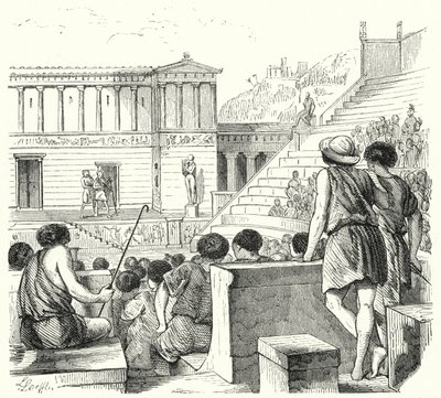 Ancient Greek Theatre (engraving) by German School