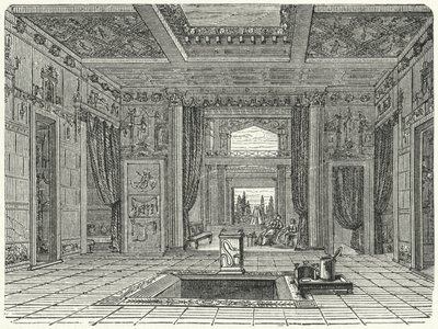 Atrium and Tablinum of the Casa di Sallusti, Rome (engraving) by German School