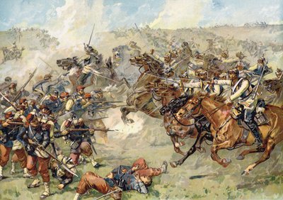 Attack by Prussian cuirassiers at Vionville, Battle of Mars-le-Tour, 16 August 1870 by German School