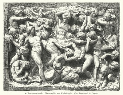 Battle of the Centaurs, marble relief by Michelangelo by German School