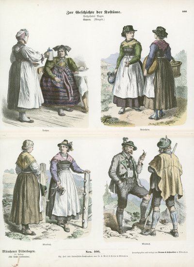 Bavarian Costumes, 19th Century by German School