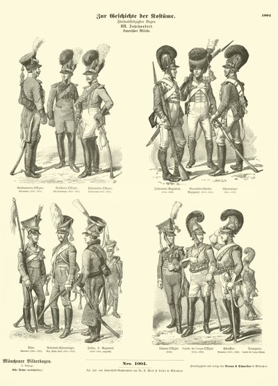 Bavarian Military Uniforms, Early 19th Century by German School