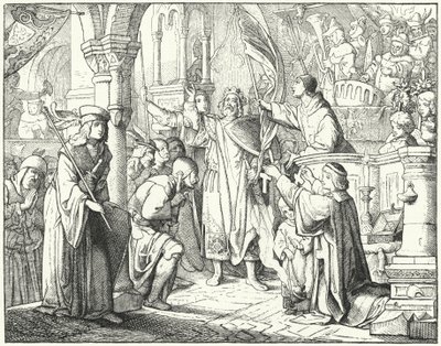 Bernard of Clairvaux preaching the Second Crusade in Speyer, Germany by German School