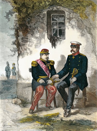 Bismarck Conversing with Napoleon III after His Capture in the Battle of Sedan, September 2 by German School