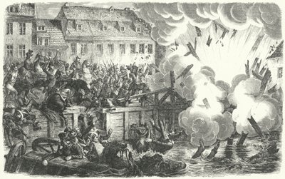 Blowing up of the Elster Bridge, Battle of Leipzig by German School