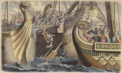 Boarding a Galley During a Sea Battle in Roman Times by German School