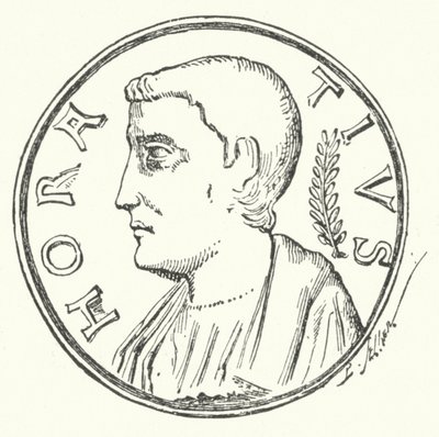 Bronze coin showing the head of the Roman hero Horatius by German School