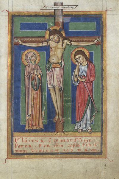 Canon Page from a Sacramentary, with the Crucifixion by German School
