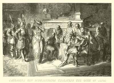 Catharina von Schwartzburg Threatens the Duke of Alba by German School