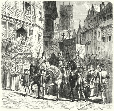 Catholic prelates returning to England under the reign of Mary I (engraving) by German School