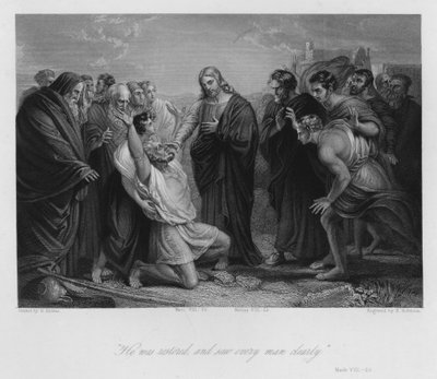 Christ curing the Blind, Mark VIII, 25 by German School