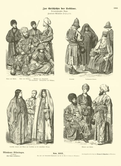 Costumes of Central Asia, Late 19th Century by German School