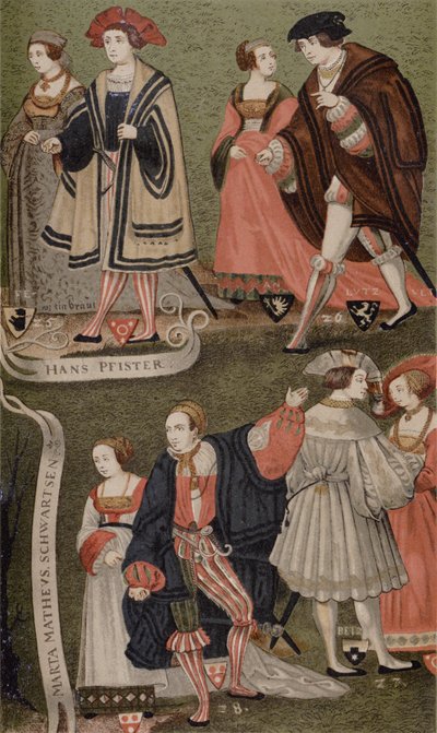Costumes of Prominent Burghers of Augsburg, Bavaria, in 1520 by German School