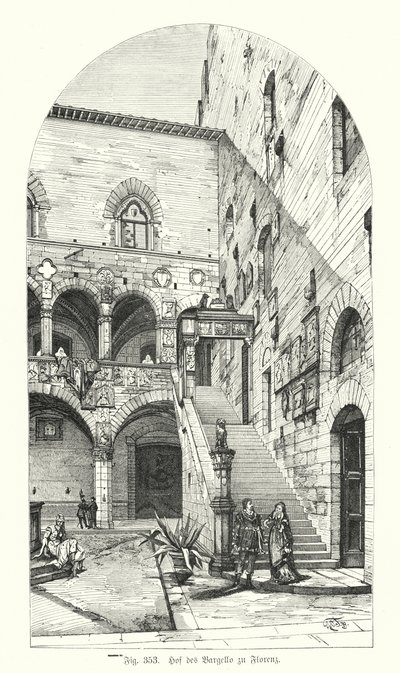Courtyard of the Bargello, Florence, Italy by German School