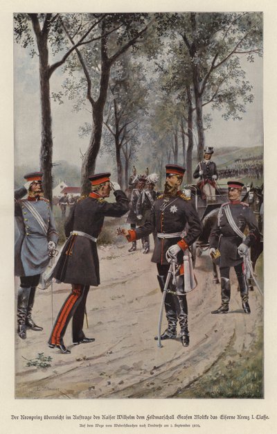 Crown Prince Frederick of Germany Awarding Field Marshal Helmuth von Moltke the Iron Cross on Behalf of His Father, Kaiser Wilhelm I by German School