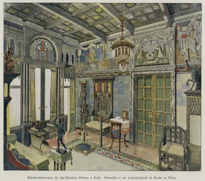 Design for a room in the Royal Palace in Sofia, Bulgaria, produced by the A Bembe furniture factory in Mainz, Germany by German School