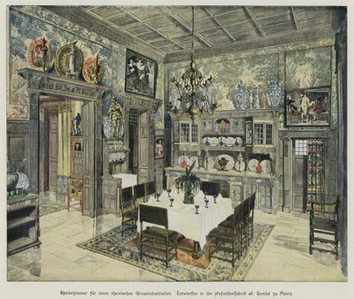 Dining room of a wealthy Rhenish industrialist, produced by the A Bembe furniture factory in Mainz, Germany by German School