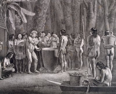 Drinking festival of the Coroados tribe, c.1835-50 by German School