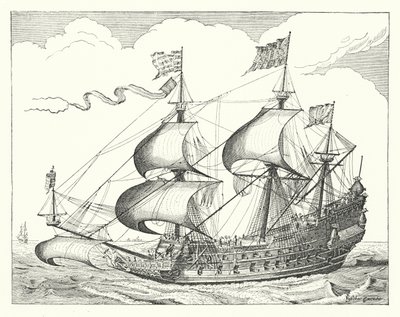 Dutch Warship of the 17th Century by German School