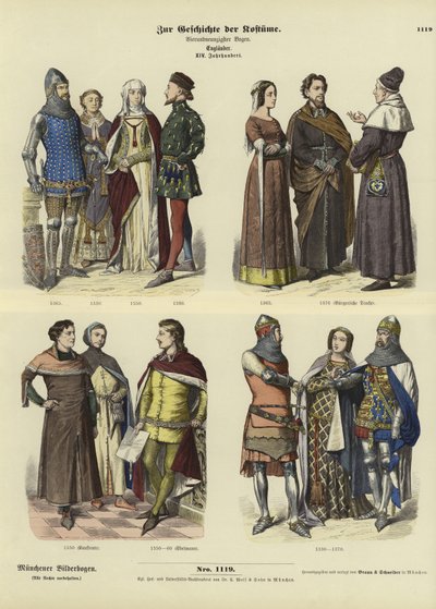 English Costumes, 14th Century by German School