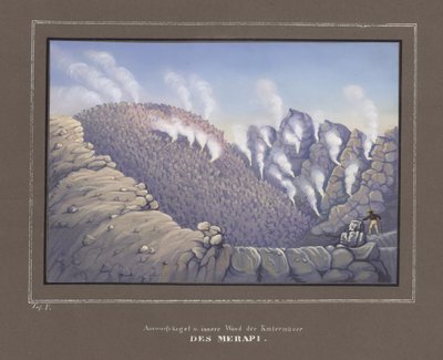 Eruptions and Inner Wall of the Merapi Volcano, Pl. V from Topographischer und Naturwissenschaftlicher Atlas zur Reise durch Java, by Dr.Fr.Junghuhn, Magdeburg 1845 by German School