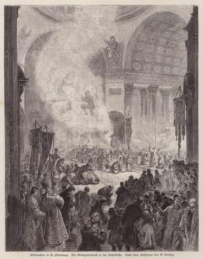 Evening Service in the Kazan Cathedral, St Petersburg, Russia, at Christmas by German School
