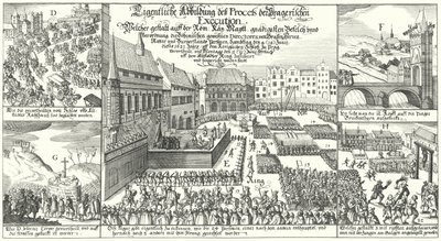 Execution of Members of the Protestant Bohemian Revolt in the Old Town Square, Prague by German School