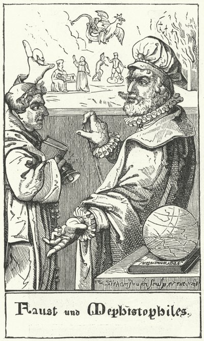 Faust and Mephistopheles (engraving) by German School