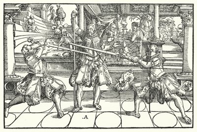 Fencing Scene by German School