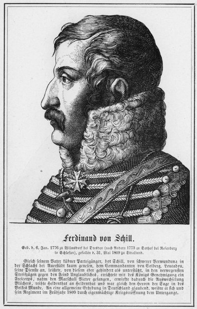Ferdinand von Schill (engraving) by German School