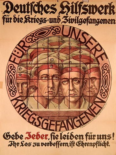 First World War Poster Urging Germans to Give Money to Help German Prisoners of War by German School
