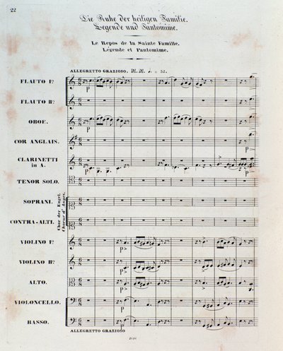 First page of the score for The Flight Into Egypt, op. 25, overture by Hector Berlioz by German School