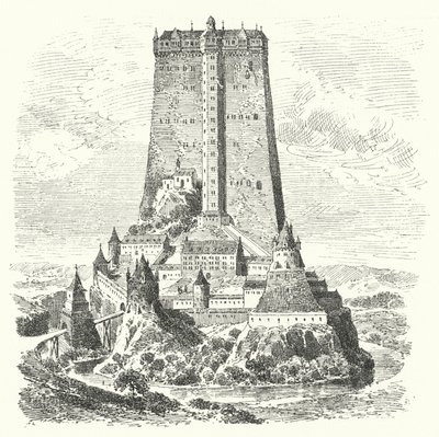Fleckenstein Castle, Alsace (engraving) by German School