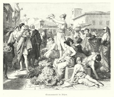 Flower market in Athens, Ancient Greece by German School