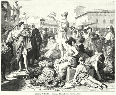 Flower market in Athens, Ancient Greece by German School