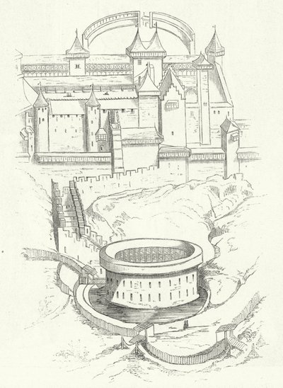 Fortifications of Carcassonne, France by German School
