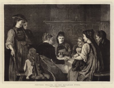 Fortune Telling in the Bavarian Tyrol (engraving) by German School