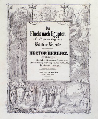 Frontispiece of Musical Score of German Edition of The Flight into Egypt, Opus 25 Overture by French Romantic Composer Hector Berlioz by German School