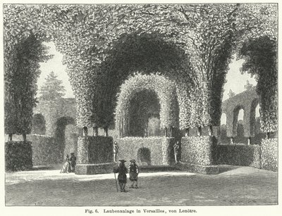 Garden design: arbours in the gardens of Versailles, France, laid out by Andre le Notre in the 17th Century by German School