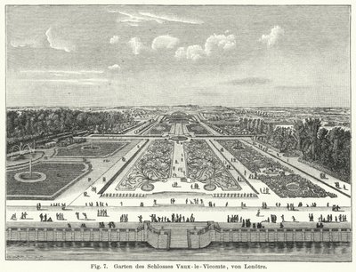 Garden design: gardens of the Chateau de Vaux-le-Vicomte, Maincy, France, laid out by Andre le Notre in the 17th Century by German School