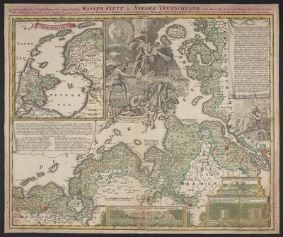 Geographical Presentation of the Wretched Water Flood in Lower Germany, 1717 by German School
