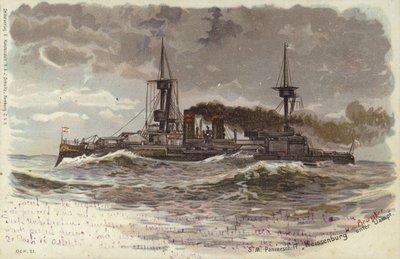 German Battleship SMS Weissenburg, Late 19th or Early 20th Century by German School