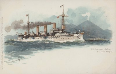 German cruiser Gefion in the Bay of Naples, Italy by German School