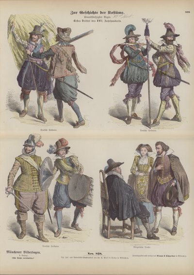 German military and bourgeois costumes, early 17th Century by German School
